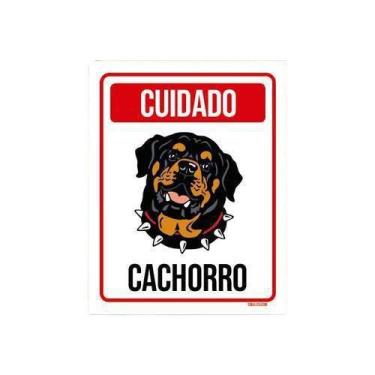 Imagem de Placa Cuidado Cachorro Rottweiler 2 18X23 - Sinalizo