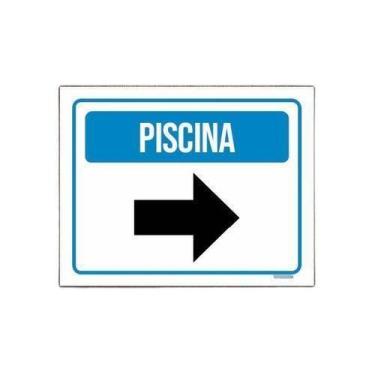 Imagem de Kit 10 Placa Sinalização - Piscina Azul Seta Direita - Sinalizo.Com