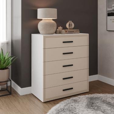 Imagem de Cômoda Valência 5 Gavetas Branco Creme Politorno Móveis