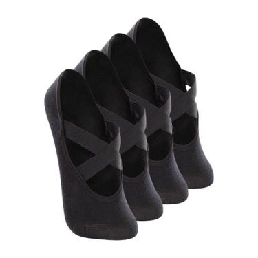 Imagem de Kit 4 Pares de Sapatilhas Antiderrapante Pilates Lupo 4942-006, Preto,