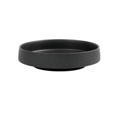 Imagem de Pires de plantas Bandeja de gotejamento redonda martelada para mesa, arranjos florais jardinagem doméstica, decoração cerâmica e pires(Preto)