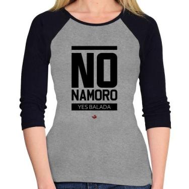 Imagem de Baby Look Raglan No namoro, Yes balada Manga 3/4 - Foca na Moda, Cinza