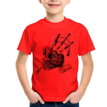 Imagem de Camiseta Infantil Gaita de Foles - Foca na Moda, Vermelho, 6