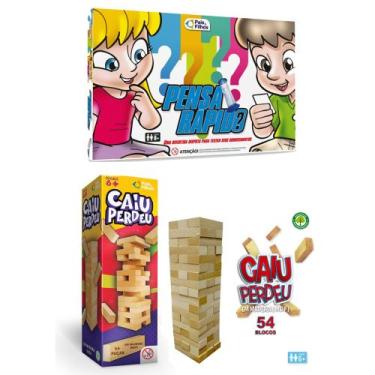Imagem de Jogo Torre de Madeira Caiu Perdeu + Pensa Rápido - Pais e Filhos - Pai