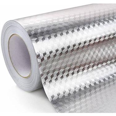 Imagem de Papel De Parede Adesivo Metalizado Prata Brilhante Lavável