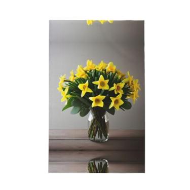 Imagem de XLLingL Buquê de narcisos 1 toalha de cozinha com estampa de waffle, panos de prato de microfibra, para decoração e limpeza de cozinha - 1 peça