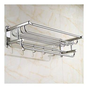 Imagem de Prateleira de banheiro toalheiro de parede moderno moderno toalheiro de aço inoxidável de camada dupla prateleira de barra de toalha de banheiro 6,2 ~ 31,5 polegadas 1126 (tamanho: 40 cm) (70 cm)