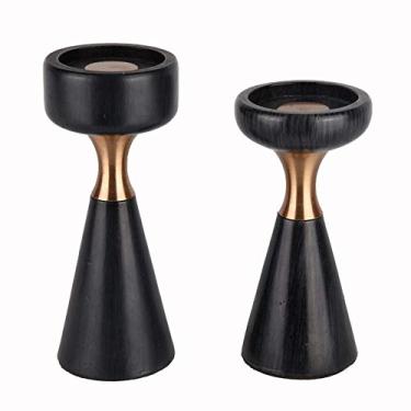 Imagem de Castiçal de casamento Personalidade 2 peças Suporte de vela de pintura de madeira criativo europeu moderno minimalista hotel restaurante artesanato decorações de casa ornamentos castiçal suporte de