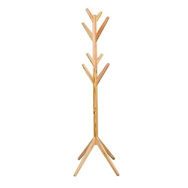 Imagem de 5sssallefaa Cabideiro, chapéu e casaco de madeira maciça simples para acabamento de quarto, multicolorido opcional (cor: marrom) (cor : marrom) (cor branca) (cor de madeira)