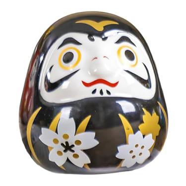 Imagem de WeiLaiKeQi Boneca Daruma, acessório para artesanato, escultura decorativa, ornamento de mesa, estátua de cerâmica branca para quarto, escrivaninha, estante ou, Preto