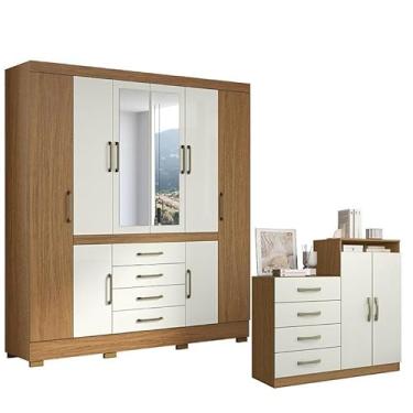 Imagem de Cômoda Londres e Guarda Roupa Casal Nápole 2045149 Atacama Off White - Aramóveis