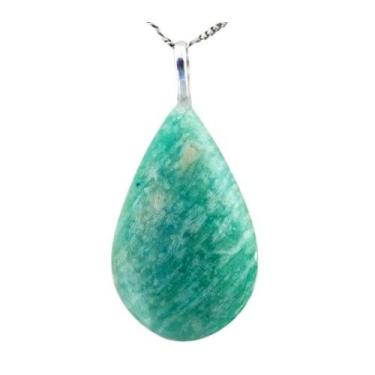 Imagem de Colar Gota Amazonita Verde Natural Castoação Pino Prata 950 - Cristais