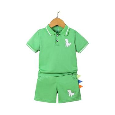 Imagem de Conjunto De Roupas De Verão Para Bebê Menino Com Estampa De Dinossauro