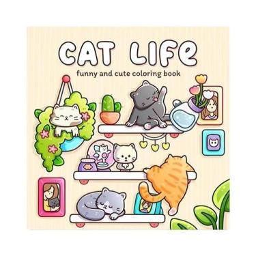 Imagem de Livro De Colorir Para Adultos 28 Páginas: Desenhos Do Dia a Dia De Gat
