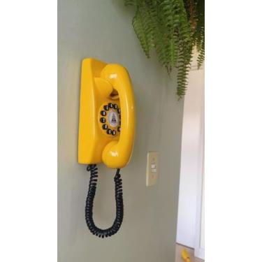 Imagem de Telefone Retrô Digital Interfone, Design Vintage, Cores Disponíveis, Modelo Parede (Amarelo)