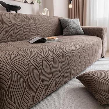 Imagem de Capa de sofá 1, 2, 3, 4 e 5 lugares, protetor móveis veludo grosso luxo, capa cor sólida, elástica para cadeira reclinável(Brown,3-seat 190-230cm)