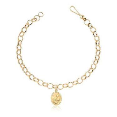 Imagem de Pulseira Portuguesa + Santo São Bento Ouro Puro 10k P29 - MAEHLER Arte