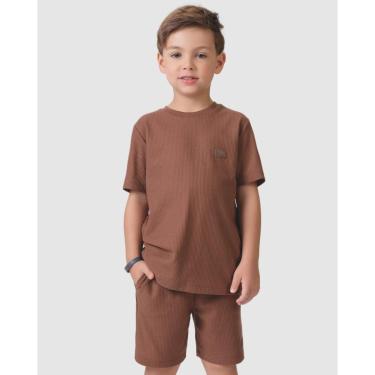 Imagem de Bermuda Aurora infantil verão casual leve confortável moderna - Marrom e Jeans - Menino 1 a 3 anos-Masculino