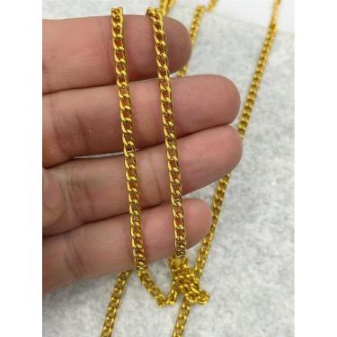 Imagem de Corrente Grume 1,0mm Alumínio Ouro Anodizada - 1 Metro para Bijuterias