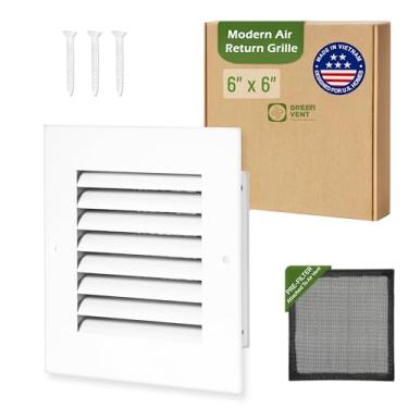 Imagem de GREEN VENT - Grade de retorno de ar moderna - Capa decorativa de ventilação de alumínio branco com pré-filtro de malha lavável para teto, parede - Grade HVAC silenciosa para casa (15 x 15 cm)
