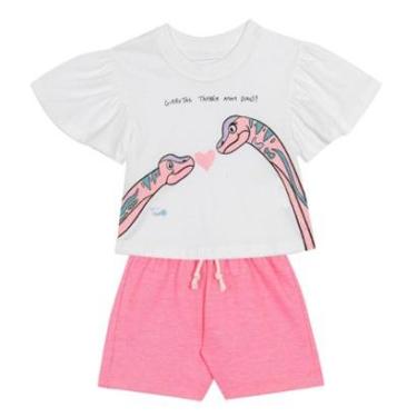 Imagem de Conjunto Infantil Menina Blusa/Short Rosa Dino Jaca Lelé-Feminino