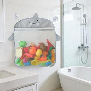 Imagem de Organizador de brinquedos de banho de malha animal com ventosas, armazenamento de brinquedos para banheira, organizador de banheiro ou chuveiro, sacos de rede multiuso facilitam o armazenamento de