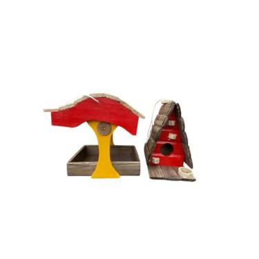 Imagem de Comedouro PicaPau e Chalé de Madeira Decoração Material Madeira de Pin