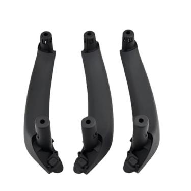 Imagem de Compatível com bmw f25 f26 x3 x4 2011-2017 preto bege cor de fibra de carbono porta lateral esquerda interior alça puxar guarnição(LHD-3Pcs-Black)