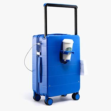 Imagem de TREEYX Bagagem, interface USB, multifuncional, recarregável, estojo de carrinho largo com rodas giratórias, mala (azul 35 x 23 x 56)