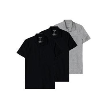 Imagem de Kit com 3 Camisetas Polo Masculina Malwee 1000004429 Branco-Masculino
