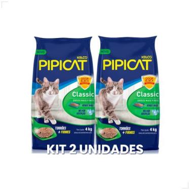 Imagem de Kit 2 Areia Higienica Gato Pipicat Classic Elimina Odor 4kg Peso:4KG -