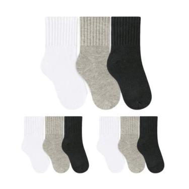 Imagem de Kit 9 pares de meias Soquete Cano Médio Infantil Algodão Selene 2370, 