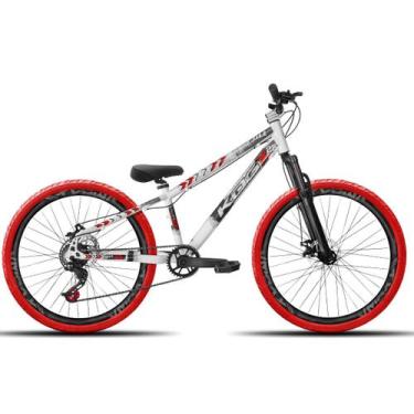 Imagem de Bicicleta aro 26 KOG Freeride Kit Single Pneus Flame, Branco, Vermelho