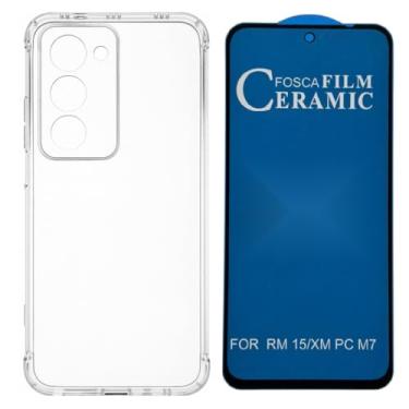 Imagem de Compátivel com Xiaomi Redmi 15 - Capa Capinha Anti Impacto Queda + 1 Película Privacidade Fosca de Ceramica 9d, silicone transparente clear com bordas reforçadas e flexível com efeito cristal