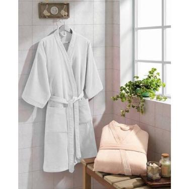 Imagem de Roupão de Banho Adulto Velour Tamanho GG - Dohler, Branco
