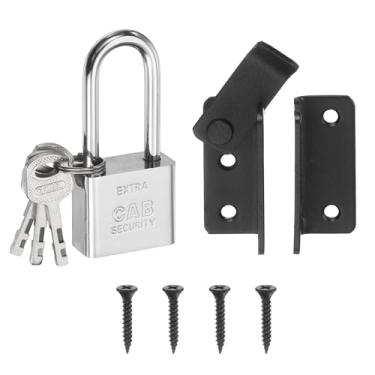 Imagem de PATIKIL Trava de porta dobrável de 3 mm, aço inoxidável 304, abertura esquerda, trava de porta para quarto, portas de banheiro, armários janelas, preto