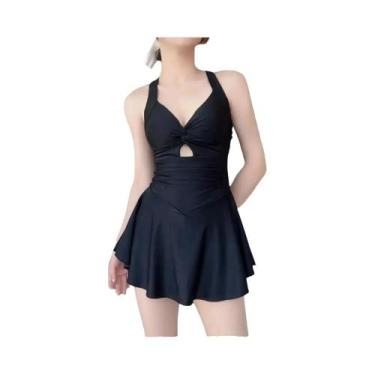 Imagem de Maiô Feminino Coreano De Cintura Alta Com Efeito Redutor E Controle De