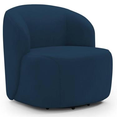 Imagem de Poltrona Giratória Orgânica Para Sala Living Heidy F04 Veludo Azul - Lyam Decor