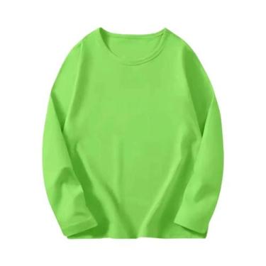 Imagem de Camiseta Infantil De Algodão, 8 Cores, Manga Comprida, Gola Redonda, P