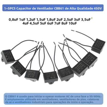 Imagem de Capacitor De Ventilador CBB61 De Alta Qualidade 450V 0.8-10UF Para Ven