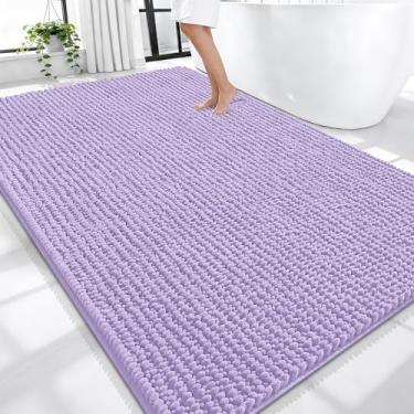 Imagem de OLANLY Tapetes de banheiro espessos 70 x 46, tapetes de banho de chenille absorventes extramacios, suporte de borracha, lavagem a seco na máquina, tapetes de banho para piso de banheiro, banheira e