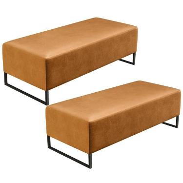 Imagem de Kit 02 Puffs Bali W01 Base Ferro 120X50 Cm Whisky