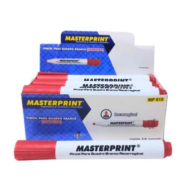 Imagem de 12 pinceis para quadro branco mp 619 vermelho - masterprint