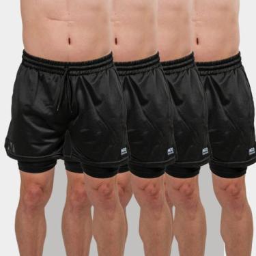 Imagem de KIT4 Shorts 2em1 Masculino Duplo Com Proteção Uv Bermuda de Compressão