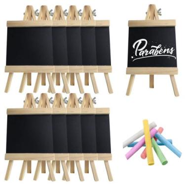 Imagem de 10 Mini Lousa Cavalete Madeira Porta Recados 23x12cm Atacado - Floripa