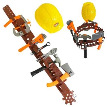 Imagem de Kit ferramentas brinquedo infantil com cinto e capacete pequeno engenh