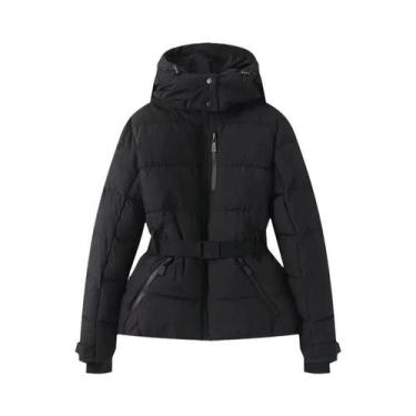 Imagem de Parkas Femininas De Inverno Com Capuz, Cintura Alta, Acolchoadas, Gros