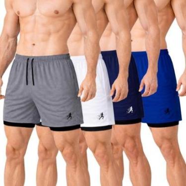 Imagem de Kit 4 Shorts Masculinos 2 em 1 para Prática Esportiva com Design Funcional-Masculino