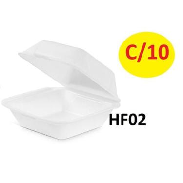 Imagem de Hamburgueira Isopor Hf02 Térmica Lanches Porções Com 10 Un - Lynx Prod