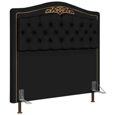 Imagem de Cabeceira Cama Box Casal King 195cm com Tachas Imperial J02 Sintético Preto - Mpozenato
